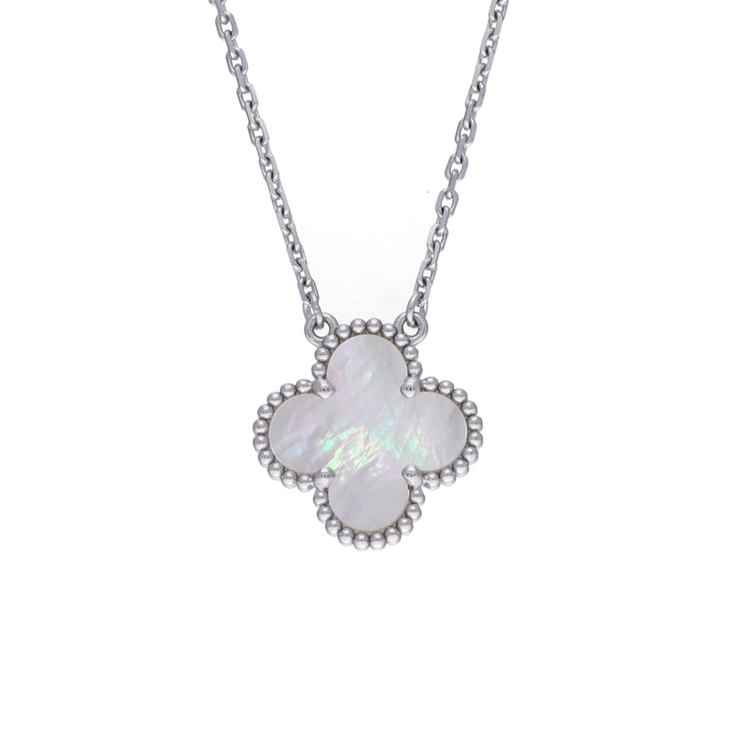 VAN CLEEF & ARPELS ヴァンクリーフ＆アーペル ヴィンテージ アルハンブラ マザーオブパール VCARF48700 レディース K18ホワイトゴールド WG ネックレス Aランク 中古 銀蔵