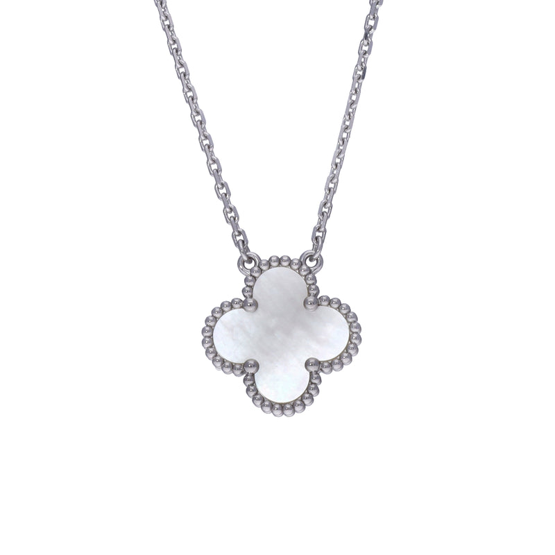 VAN CLEEF & ARPELS ヴァンクリーフ＆アーペル ヴィンテージ アルハンブラ マザーオブパール VCARF48700 レディース K18ホワイトゴールド WG ネックレス Aランク 中古 銀蔵