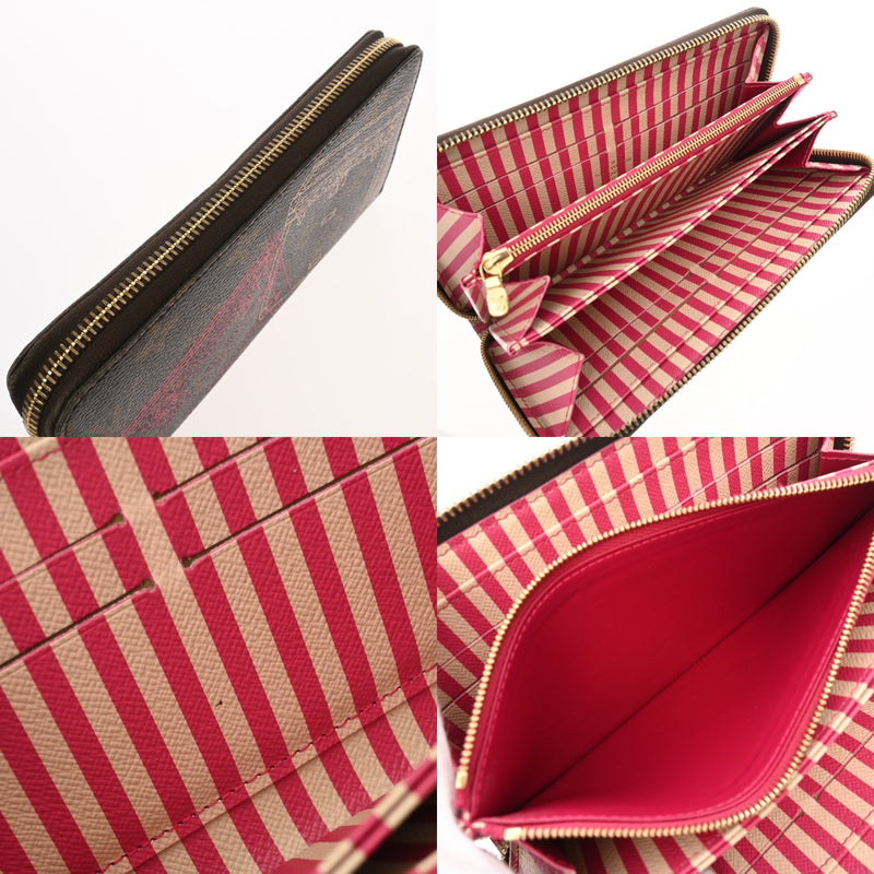 LOUIS VUITTON ルイヴィトン モノグラム ジッピーウォレット トランクプリント ブラウン M61855 レディース モノグラムキャンバス 長財布 Bランク 中古 銀蔵