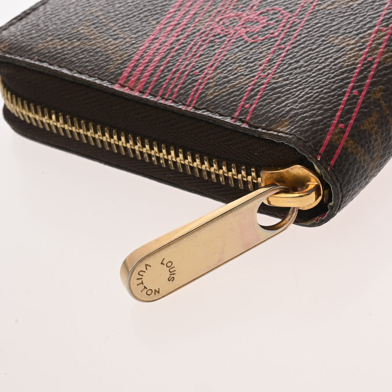 LOUIS VUITTON ルイヴィトン モノグラム ジッピーウォレット トランクプリント ブラウン M61855 レディース モノグラムキャンバス 長財布 Bランク 中古 銀蔵