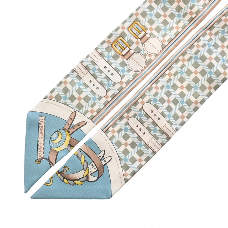 HERMES エルメス ツイリー LES Voitures Nouvelles ベール/グラシエ/ベージュ レディース シルク100％ スカーフ 未使用 銀蔵