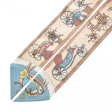 HERMES エルメス ツイリー LES Voitures Nouvelles ベール/グラシエ/ベージュ レディース シルク100％ スカーフ 未使用 銀蔵