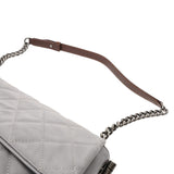 CHANEL シャネル マトラッセ バイカラーチェーンショルダー  グレー/ブラウン レディース ラムスキン ショルダーバッグ Bランク 中古 銀蔵