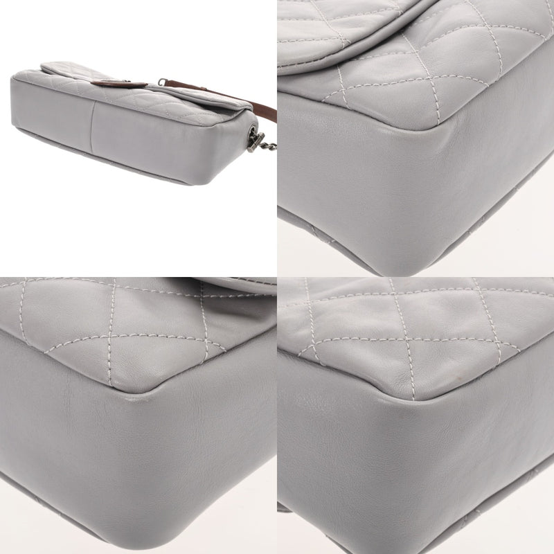 CHANEL シャネル マトラッセ バイカラーチェーンショルダー  グレー/ブラウン レディース ラムスキン ショルダーバッグ Bランク 中古 銀蔵