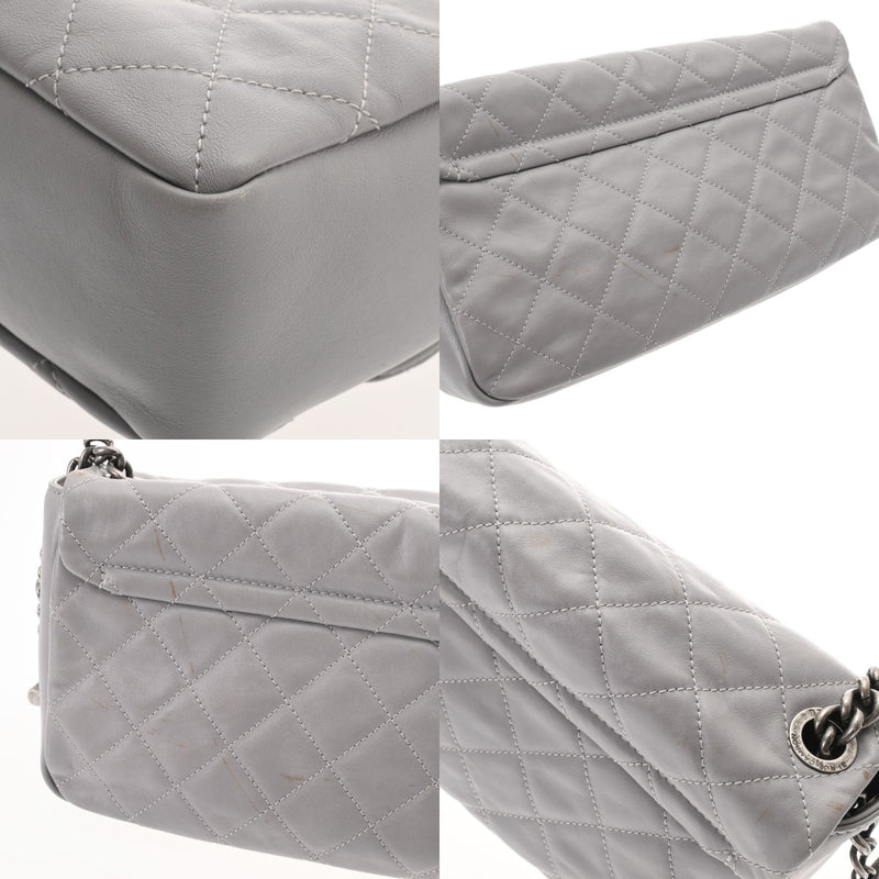 CHANEL シャネル マトラッセ バイカラーチェーンショルダー  グレー/ブラウン レディース ラムスキン ショルダーバッグ Bランク 中古 銀蔵