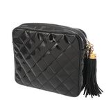 CHANEL シャネル マトラッセ チェーンショルダー フリンジ ブラック レディース エナメル ショルダーバッグ Bランク 中古 銀蔵