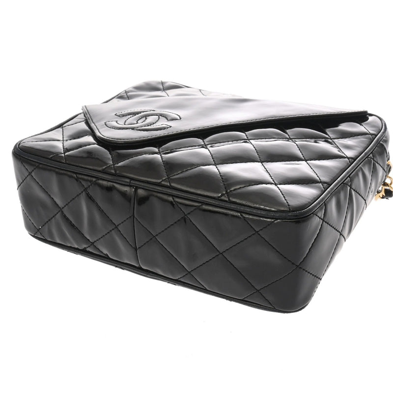 CHANEL シャネル マトラッセ チェーンショルダー フリンジ ブラック レディース エナメル ショルダーバッグ Bランク 中古 銀蔵