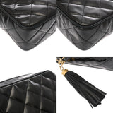 CHANEL シャネル マトラッセ チェーンショルダー フリンジ ブラック レディース エナメル ショルダーバッグ Bランク 中古 銀蔵