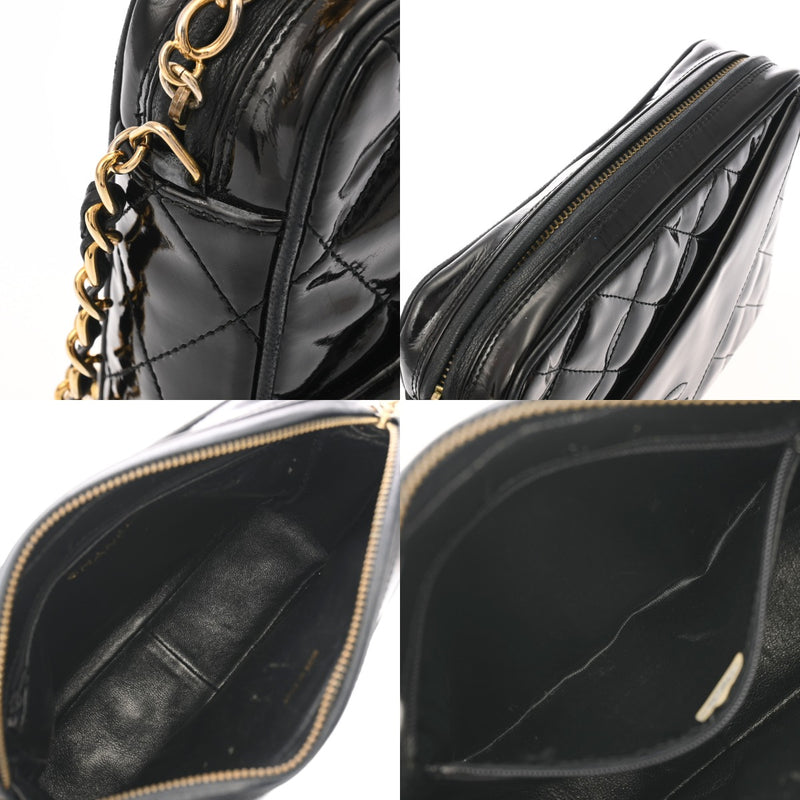 CHANEL シャネル マトラッセ チェーンショルダー フリンジ ブラック レディース エナメル ショルダーバッグ Bランク 中古 銀蔵
