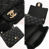 CHANEL シャネル マトラッセ ミニ チェーンショルダー  ブラック レディース ラムスキン ショルダーバッグ Aランク 中古 銀蔵