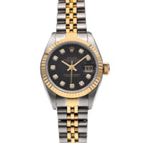 ロレックス デイトジャスト 10Pダイヤ 79173G P番(2000年頃製造) ブラック/ダイヤモンド レディース 腕時計 自動巻き 中古 銀蔵