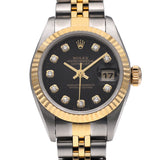 ロレックス デイトジャスト 10Pダイヤ 79173G P番(2000年頃製造) ブラック/ダイヤモンド レディース 腕時計 自動巻き 中古 銀蔵