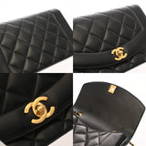 CHANEL シャネル マトラッセ ダイアナ チェーンショルダー 22cm ブラック A01164 レディース ラムスキン ショルダーバッグ Bランク 中古 銀蔵