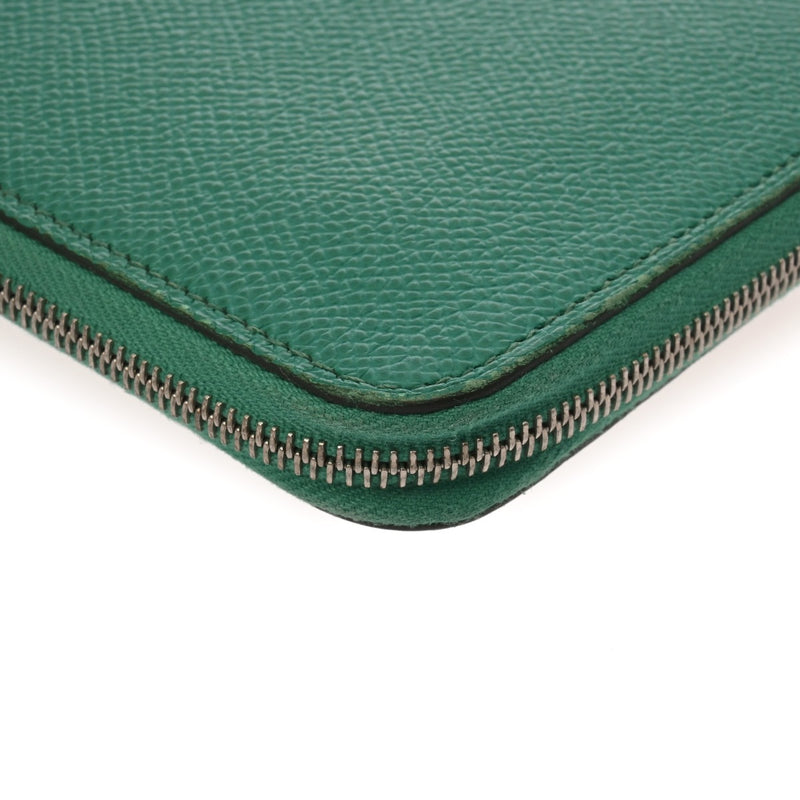 HERMES エルメス アザップロング シルクイン ヴェールジェイド シルバー金具 Z刻印(2021年頃) レディース エプソン 長財布 Bランク 中古 銀蔵