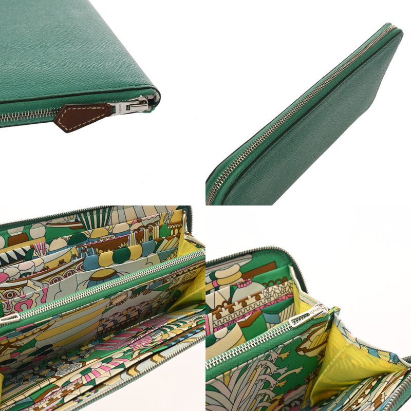 HERMES エルメス アザップロング シルクイン ヴェールジェイド シルバー金具 Z刻印(2021年頃) レディース エプソン 長財布 Bランク 中古 銀蔵