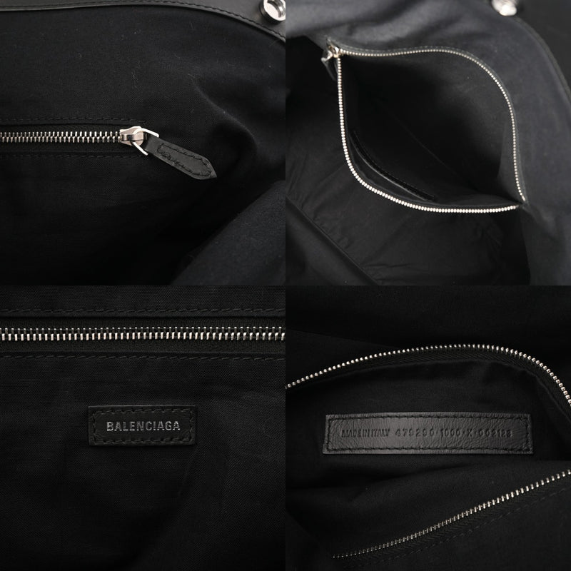 BALENCIAGA バレンシアガ 無地 ブラック ユニセックス キャンバス レザー トートバッグ ABランク 中古 銀蔵