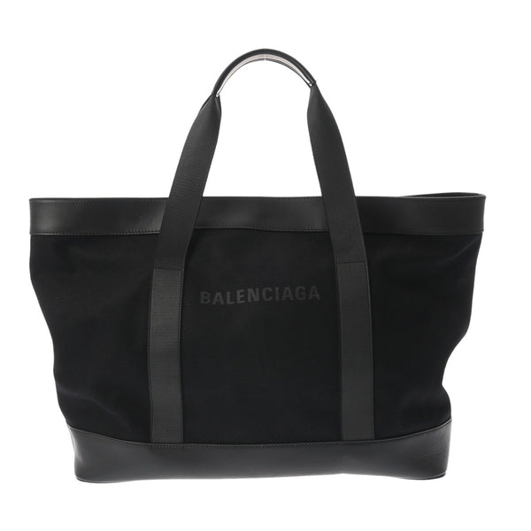 BALENCIAGA バレンシアガ 無地 ブラック ユニセックス キャンバス レザー トートバッグ ABランク 中古 銀蔵