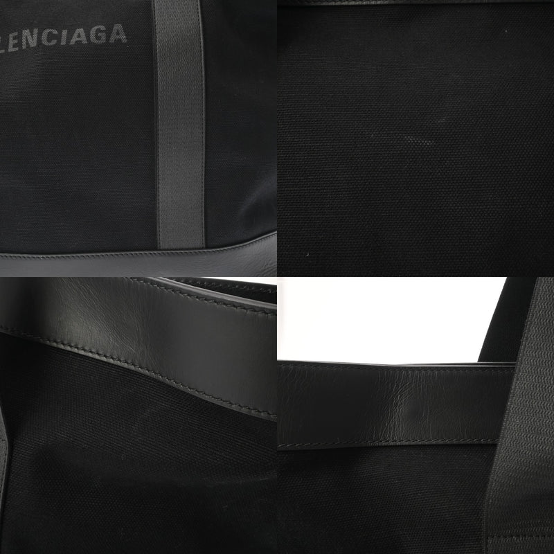BALENCIAGA バレンシアガ 無地 ブラック ユニセックス キャンバス レザー トートバッグ ABランク 中古 銀蔵