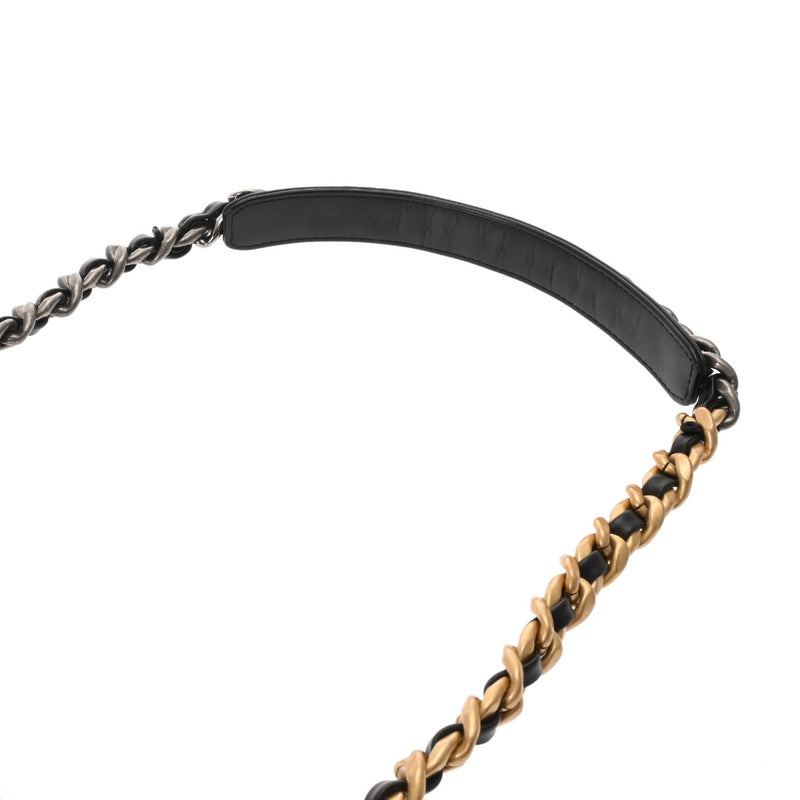 CHANEL シャネル シャネル19 チェーンショルダー ラージ ブラック レディース カーフ ショルダーバッグ Aランク 中古 銀蔵