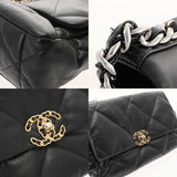 CHANEL シャネル シャネル19 チェーンショルダー ラージ ブラック レディース カーフ ショルダーバッグ Aランク 中古 銀蔵