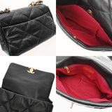 CHANEL シャネル シャネル19 チェーンショルダー ラージ ブラック レディース カーフ ショルダーバッグ Aランク 中古 銀蔵