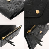 LOUIS VUITTON ルイヴィトン モノグラムアンプラント ポルトフォイユ ヴィクトリーヌ ノワール M64060 レディース レザー 三つ折り財布 ABランク 中古 銀蔵