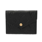 LOUIS VUITTON ルイヴィトン モノグラムアンプラント ポルトフォイユ ヴィクトリーヌ ノワール M64060 レディース レザー 三つ折り財布 ABランク 中古 銀蔵