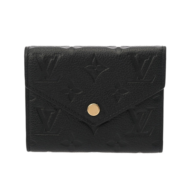 LOUIS VUITTON ルイヴィトン モノグラムアンプラント ポルトフォイユ ヴィクトリーヌ ノワール M64060 レディース レザー 三つ折り財布 ABランク 中古 銀蔵