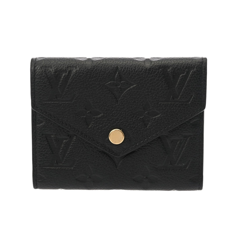 LOUIS VUITTON ルイヴィトン モノグラムアンプラント ポルトフォイユ ヴィクトリーヌ ノワール M64060 レディース レザー 三つ折り財布 ABランク 中古 銀蔵