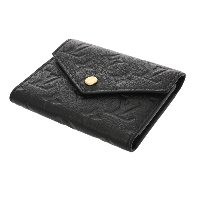 LOUIS VUITTON ルイヴィトン モノグラムアンプラント ポルトフォイユ ヴィクトリーヌ ノワール M64060 レディース レザー 三つ折り財布 ABランク 中古 銀蔵