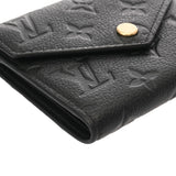 LOUIS VUITTON ルイヴィトン モノグラムアンプラント ポルトフォイユ ヴィクトリーヌ ノワール M64060 レディース レザー 三つ折り財布 ABランク 中古 銀蔵