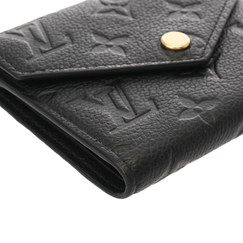 LOUIS VUITTON ルイヴィトン モノグラムアンプラント ポルトフォイユ ヴィクトリーヌ ノワール M64060 レディース レザー 三つ折り財布 ABランク 中古 銀蔵