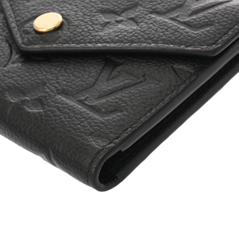 LOUIS VUITTON ルイヴィトン モノグラムアンプラント ポルトフォイユ ヴィクトリーヌ ノワール M64060 レディース レザー 三つ折り財布 ABランク 中古 銀蔵