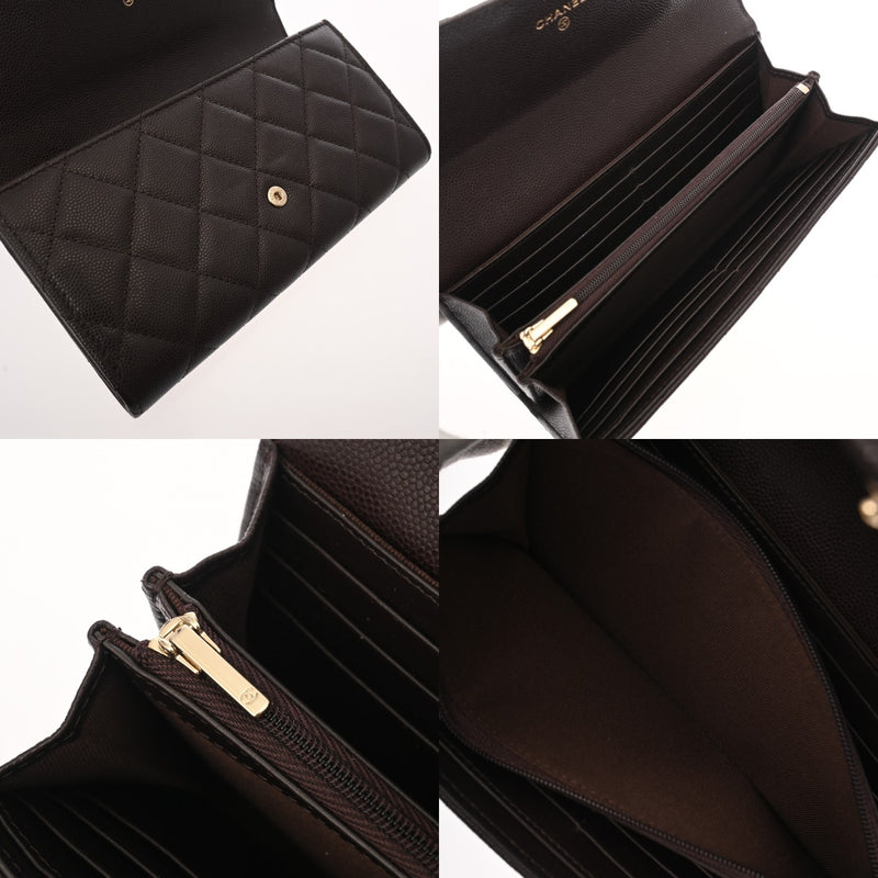 CHANEL シャネル マトラッセ クラシックフラップ ウォレット パープル系 AP0241 レディース キャビアスキン 長財布 Aランク 中古 銀蔵