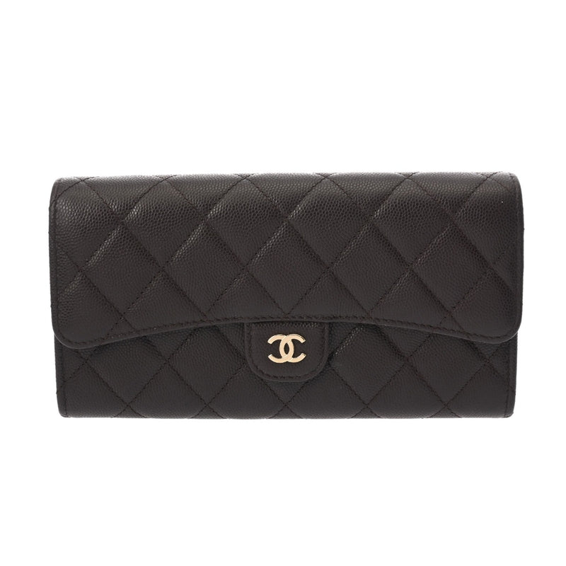 CHANEL シャネル マトラッセ クラシックフラップ ウォレット パープル系 AP0241 レディース キャビアスキン 長財布 Aランク 中古 銀蔵