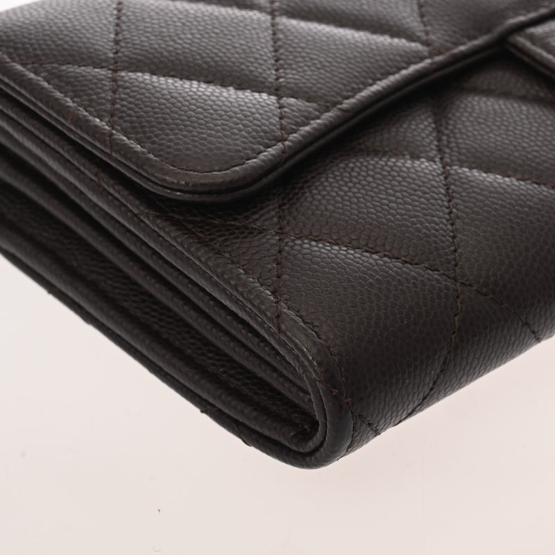 CHANEL シャネル マトラッセ クラシックフラップ ウォレット パープル系 AP0241 レディース キャビアスキン 長財布 Aランク 中古 銀蔵