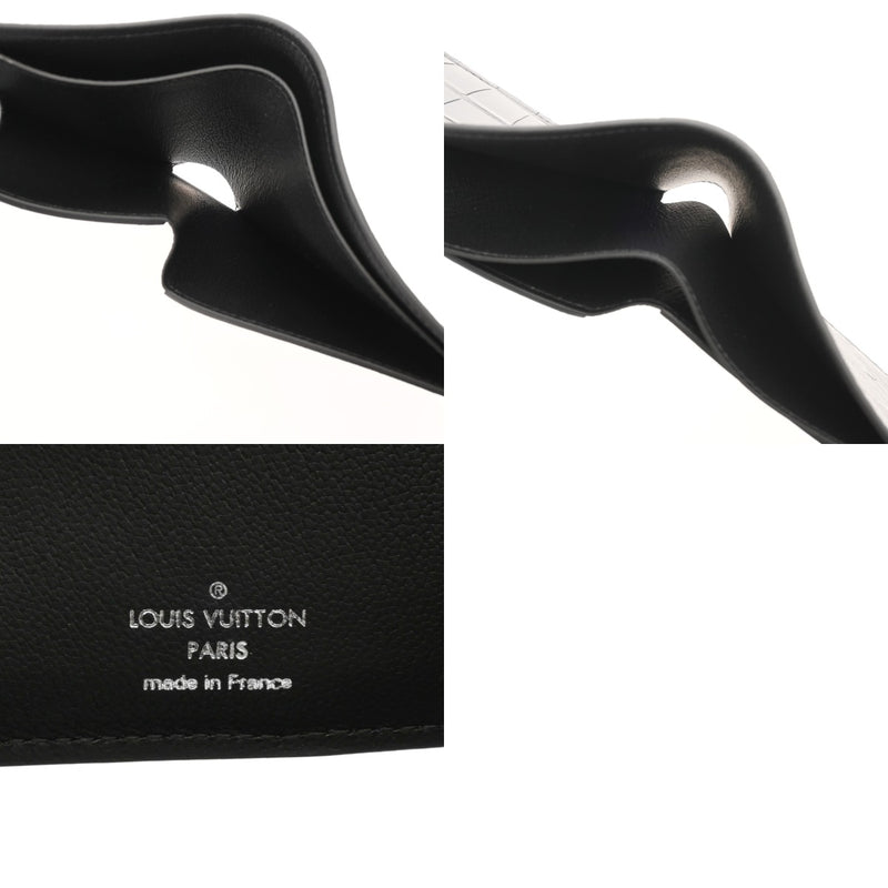 LOUIS VUITTON ルイヴィトン ポルトフォイユ ミュルティプル 黒/グレー N96276 メンズ オーストリッチ クロコダイル モノグラムエクリプス 二つ折り財布 未使用 銀蔵