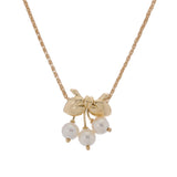 VAN CLEEF & ARPELS ヴァンクリーフ＆アーペル リボンモチーフ 3P パール　　 レディース K18イエローゴールド YG ネックレス Aランク 中古 銀蔵