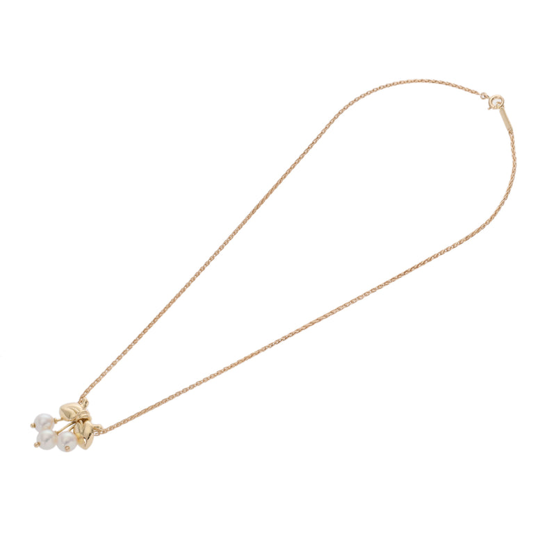 VAN CLEEF & ARPELS ヴァンクリーフ＆アーペル リボンモチーフ 3P パール　　 レディース K18イエローゴールド YG ネックレス Aランク 中古 銀蔵