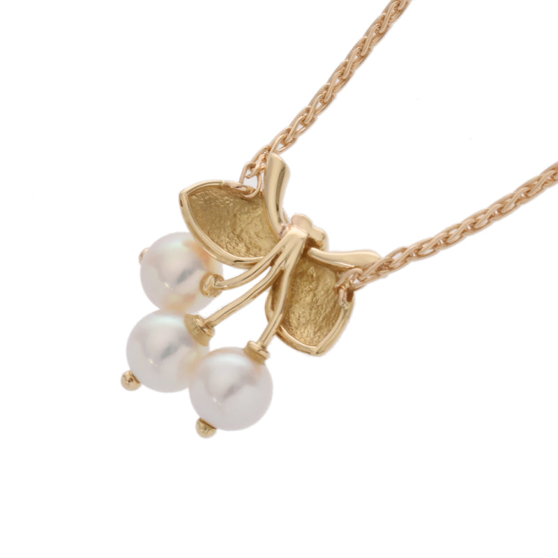 VAN CLEEF & ARPELS ヴァンクリーフ＆アーペル リボンモチーフ 3P パール　　 レディース K18イエローゴールド YG ネックレス Aランク 中古 銀蔵