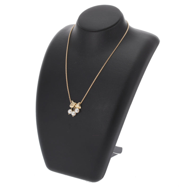 VAN CLEEF & ARPELS ヴァンクリーフ＆アーペル リボンモチーフ 3P パール　　 レディース K18イエローゴールド YG ネックレス Aランク 中古 銀蔵