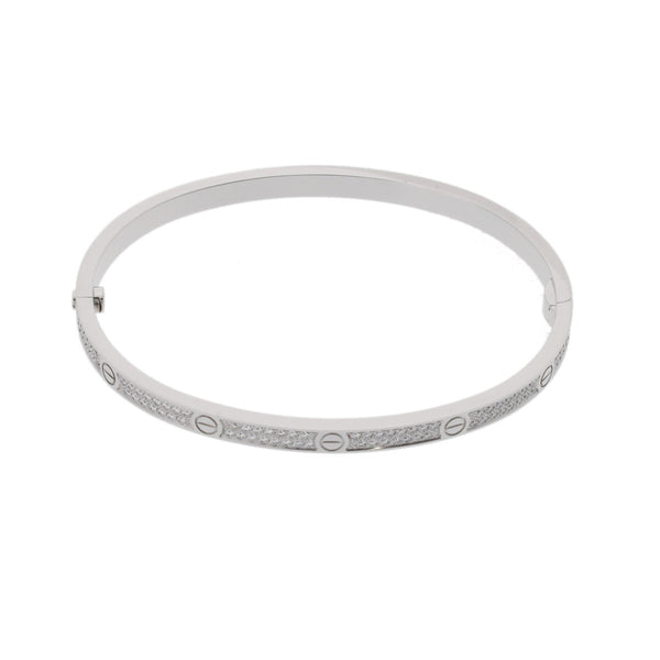 CARTIER カルティエ ラブブレスレット #17 フルパヴェダイヤ レディース K18ホワイトゴールド WG ブレスレット Aランク 中古 銀蔵