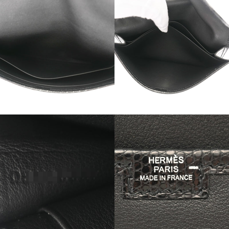 HERMES エルメス ジジェ デュオ ブラック D刻印(2019年頃) レディース スイフト リザード クラッチバッグ ABランク 中古 銀蔵