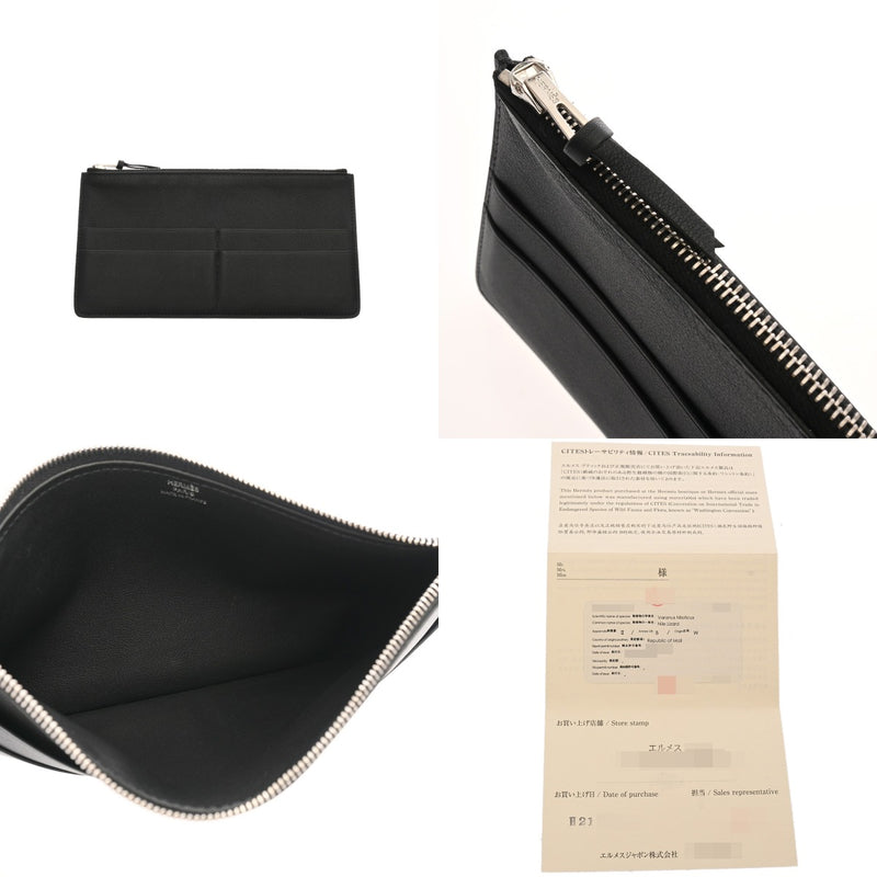 HERMES エルメス ジジェ デュオ ブラック D刻印(2019年頃) レディース スイフト リザード クラッチバッグ ABランク 中古 銀蔵