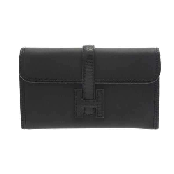 HERMES エルメス ジジェ デュオ ブラック D刻印(2019年頃) レディース スイフト リザード クラッチバッグ ABランク 中古 銀蔵