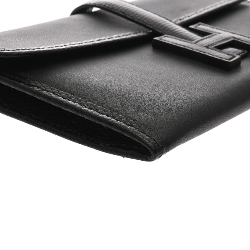 HERMES エルメス ジジェ デュオ ブラック D刻印(2019年頃) レディース スイフト リザード クラッチバッグ ABランク 中古 銀蔵