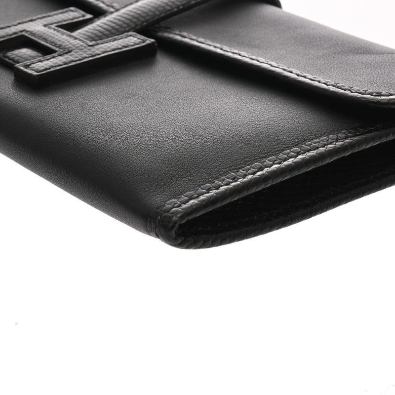 HERMES エルメス ジジェ デュオ ブラック D刻印(2019年頃) レディース スイフト リザード クラッチバッグ ABランク 中古 銀蔵