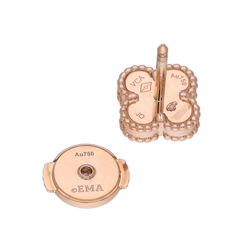 VAN CLEEF & ARPELS ヴァンクリーフ＆アーペル スウィート アルハンブラ カーネリアン VCARN68000 レディース K18ピンクゴールド PG ピアス Aランク 中古 銀蔵