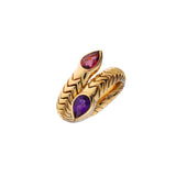 BVLGARI ブルガリ トゥボガス トルマリン アメジスト #10 9号 レディース K18イエローゴールド YG リング・指輪 Aランク 中古 銀蔵