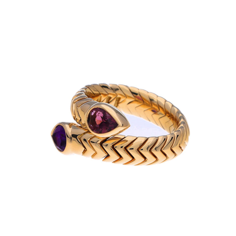 BVLGARI ブルガリ トゥボガス トルマリン アメジスト #10 9号 レディース K18イエローゴールド YG リング・指輪 Aランク 中古 銀蔵